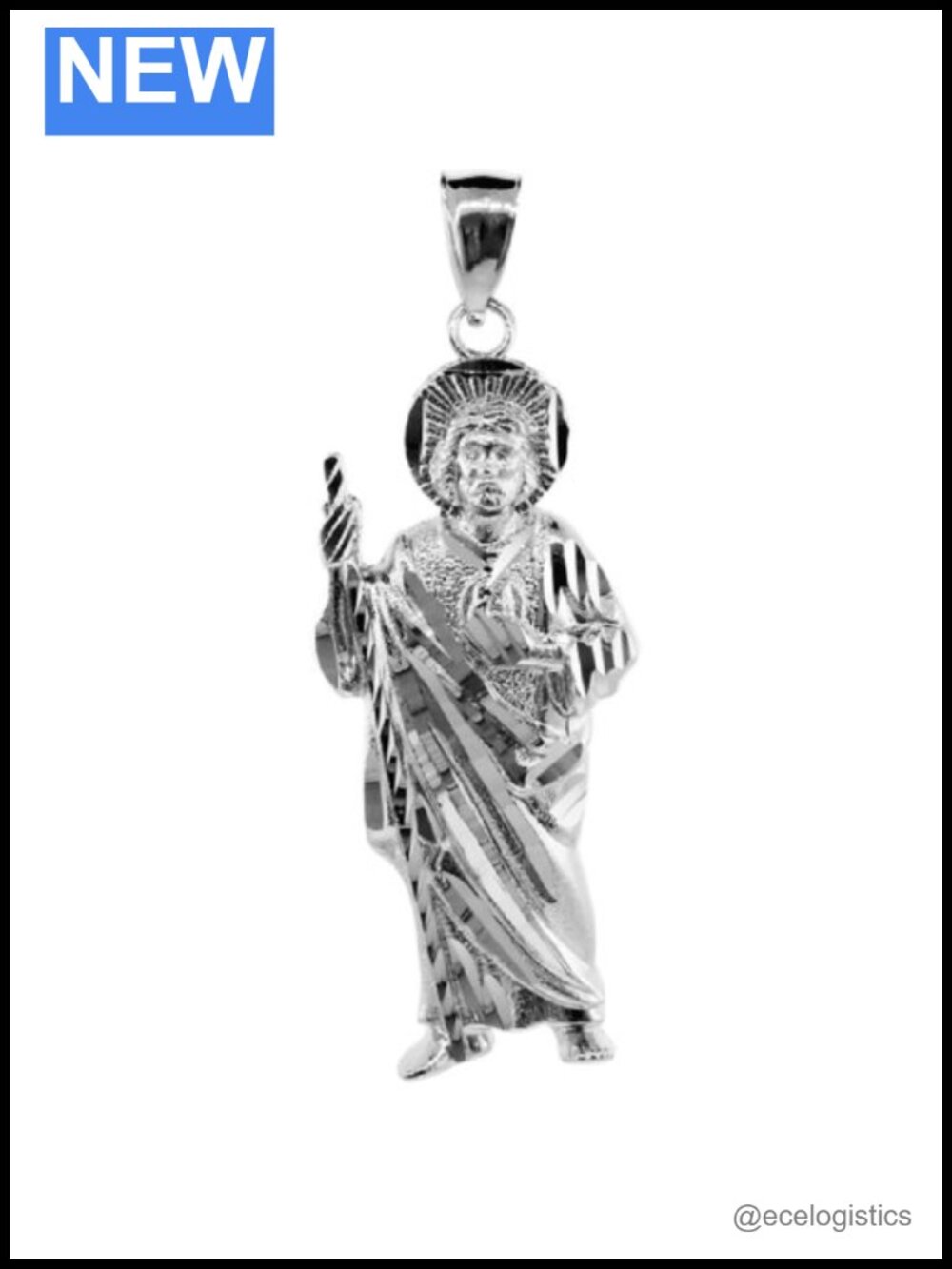 925 Sterling Silver Saint Jude Charm Pendant Necklace